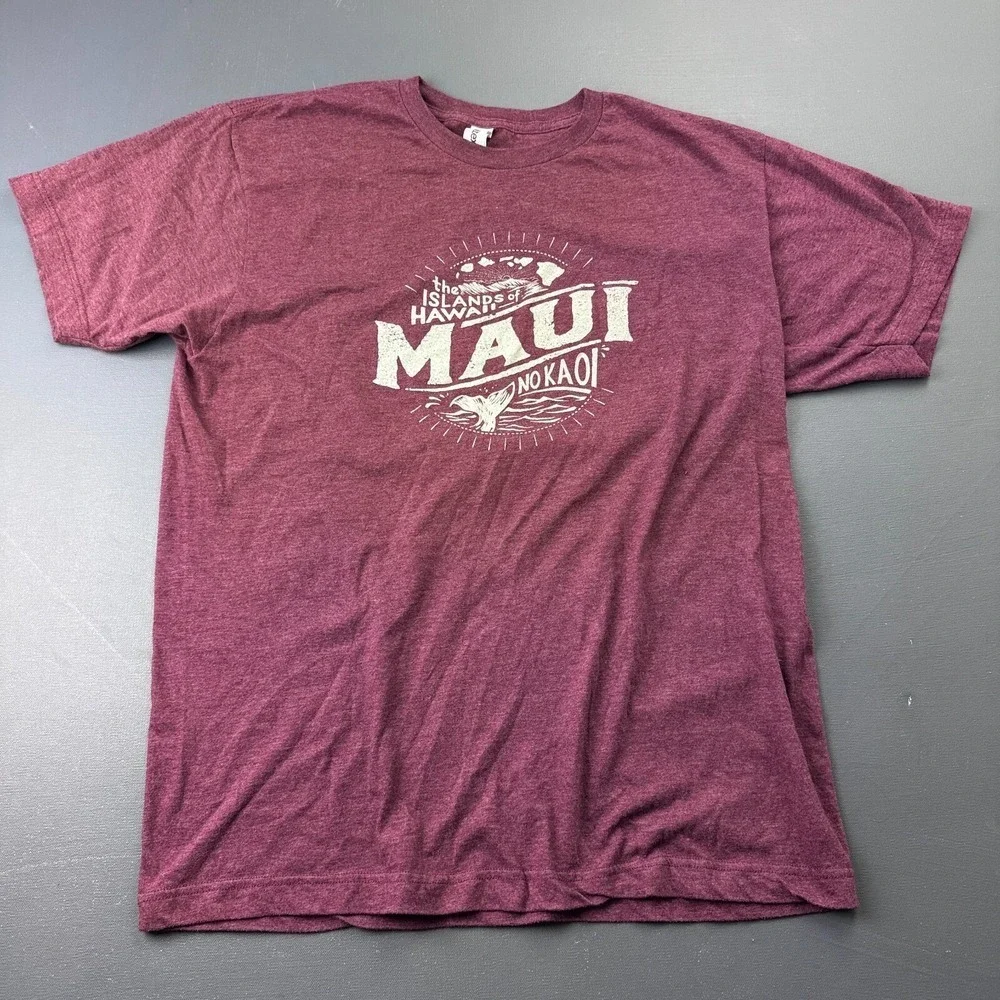 Tultex Womens Size Large Maui Hawaii Graphic T Shirt Purple Travel Souvenir Tee